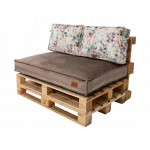 Paletové sedenie Golden Garden GG77 - podsedák a vankúš 120cm x 80cm x 15cm penový granulát slabo hnedá vzor ružové kvety